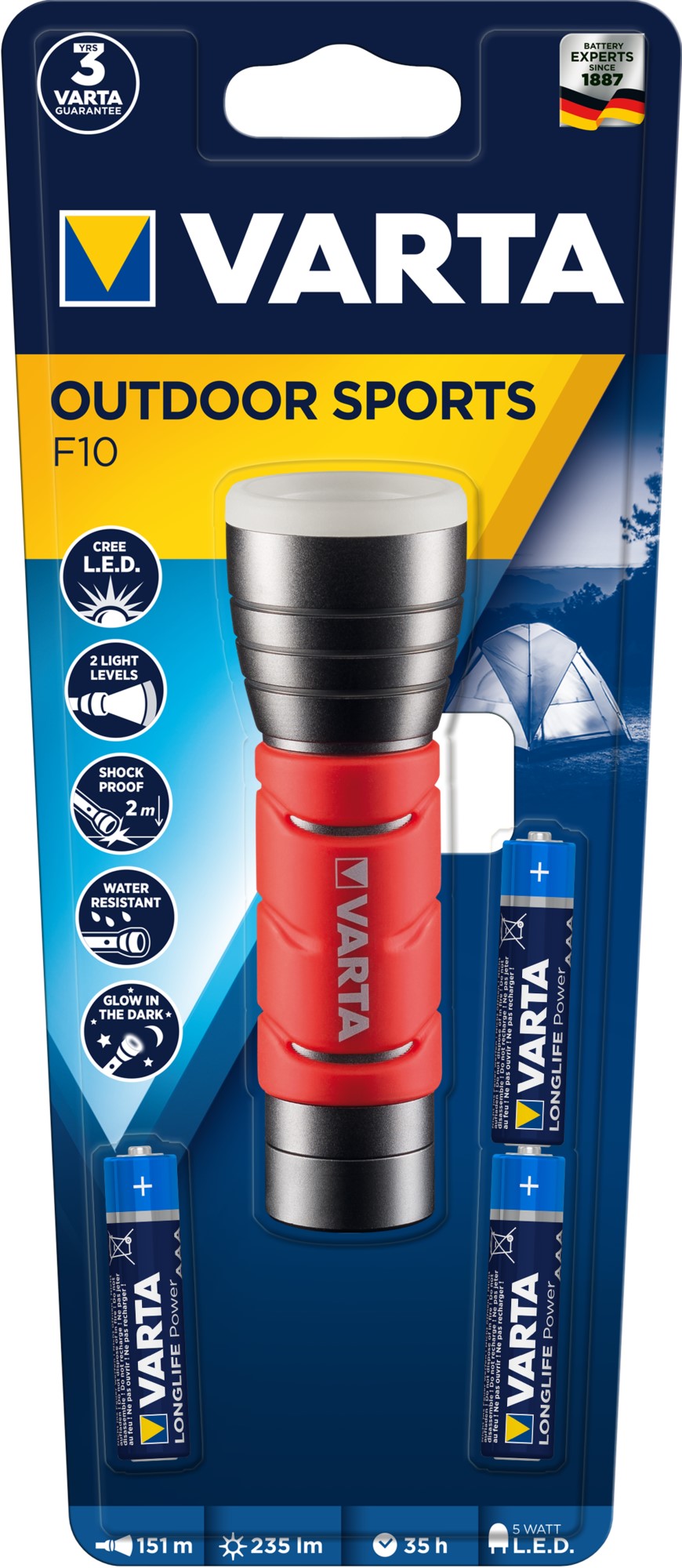 VARTA TORCHE AAA x3 inclues LED Cree 5W aluminium VARTA